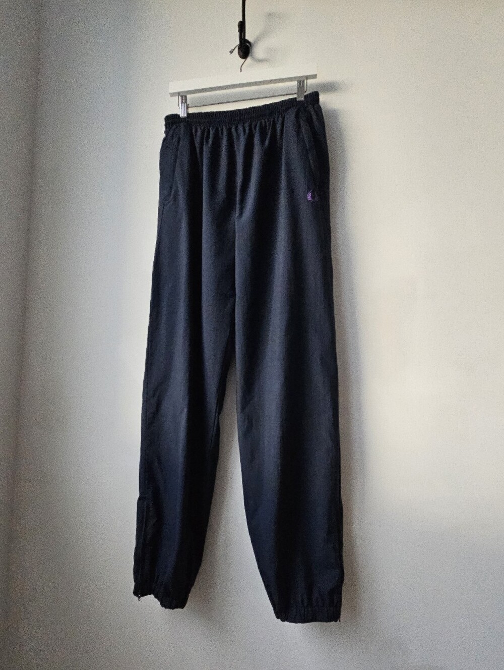 Fred Perry Navy With Purple Logo Windbreaker Lined Zipper Leg/Pocket Track Pants